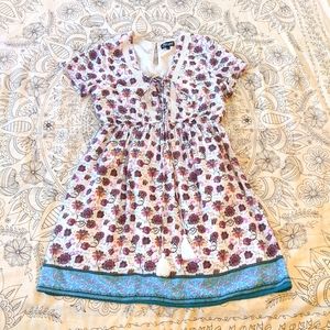 Flirty floral print lace up dress